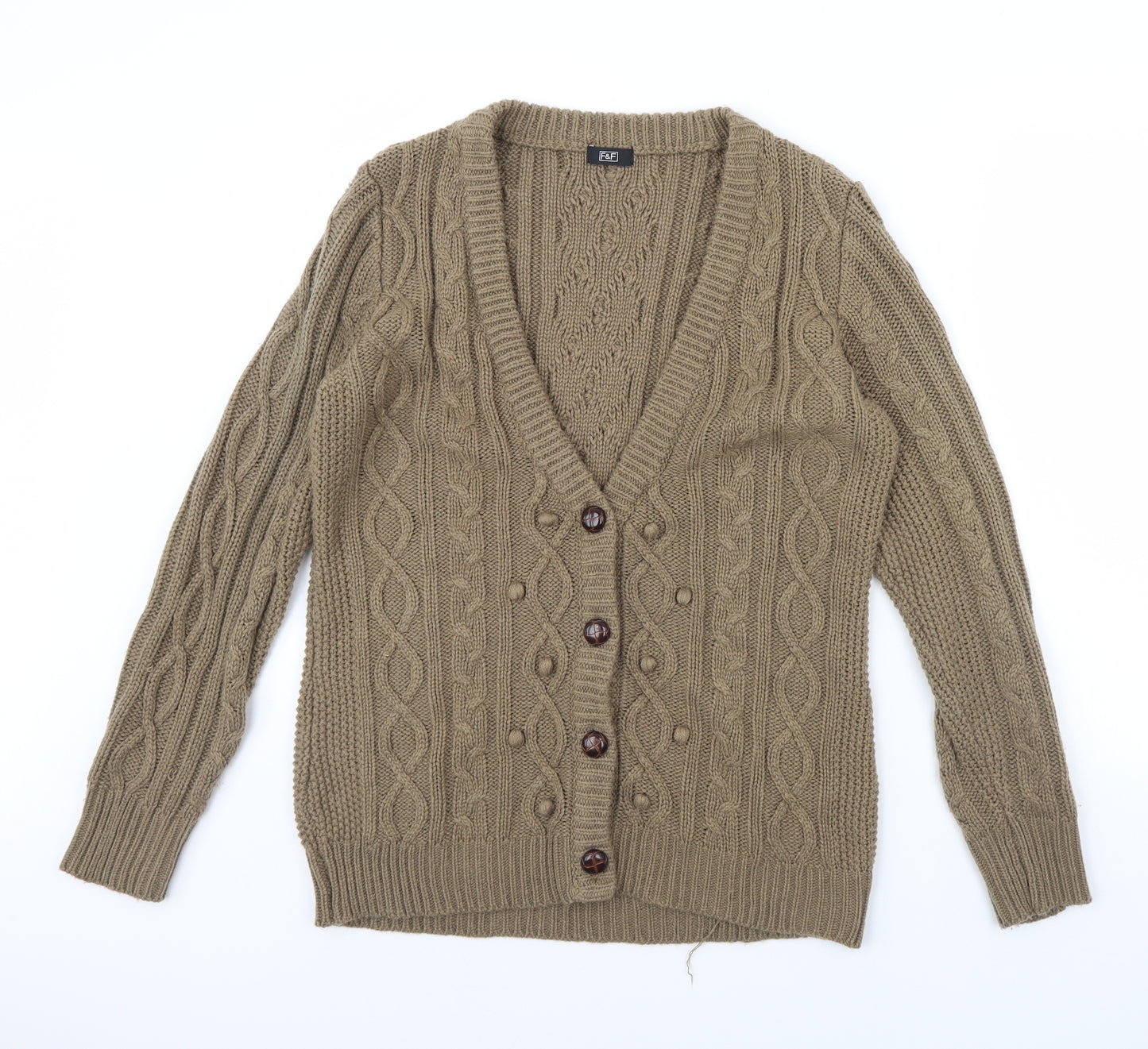 F&F Womens Brown   Cardigan Jumper Size 14