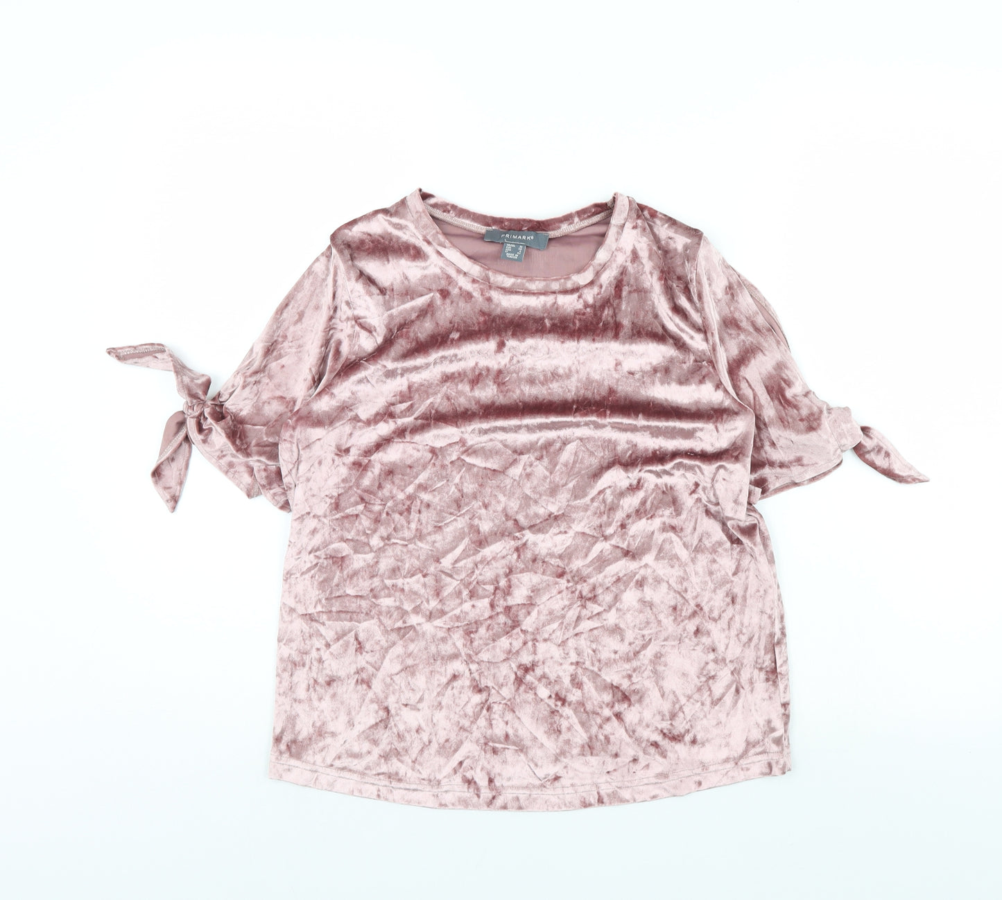 Primark Womens Pink  Velvet Basic T-Shirt Size 10