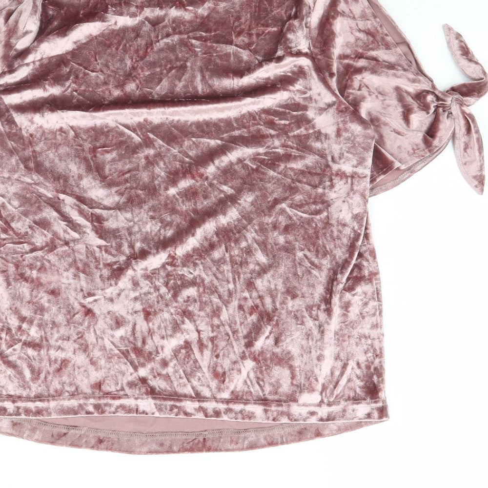 Primark Womens Pink  Velvet Basic T-Shirt Size 10