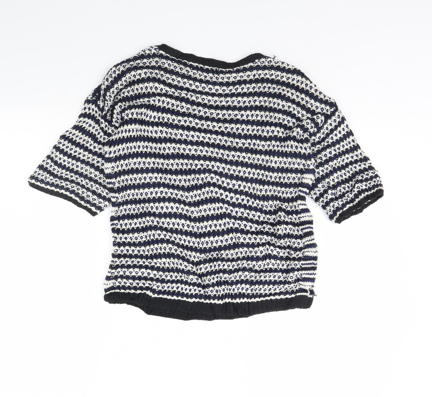 New Look Womens White Striped  Pullover Jumper Size 10
