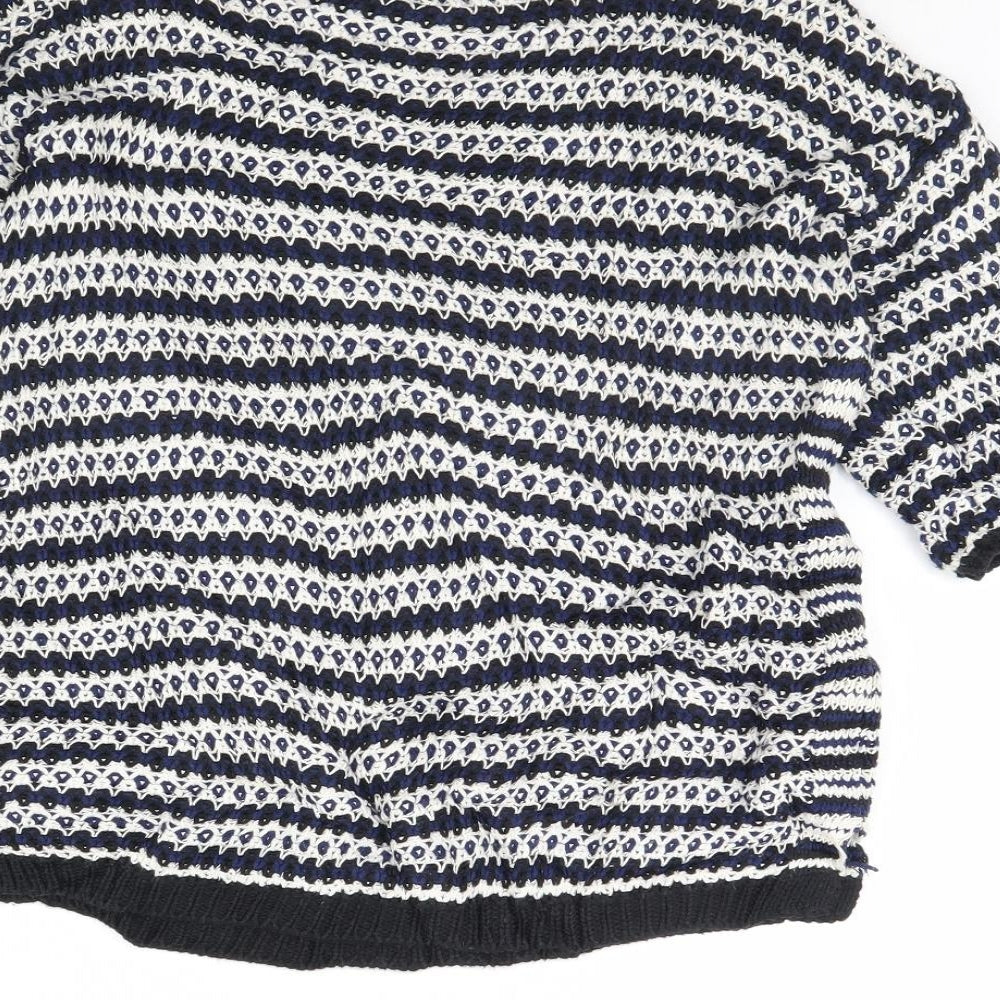 New Look Womens White Striped  Pullover Jumper Size 10