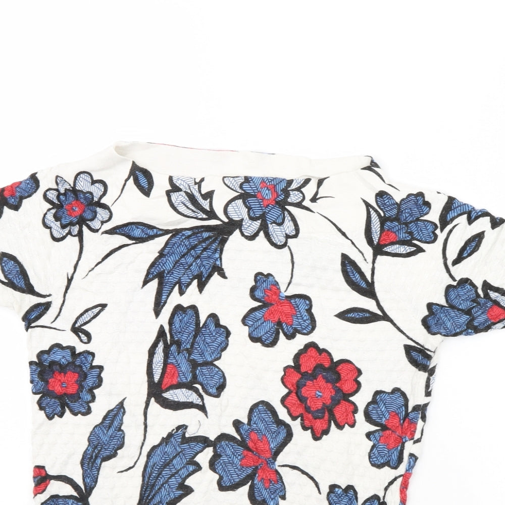 NEXT Womens White Floral  Basic T-Shirt Size 10