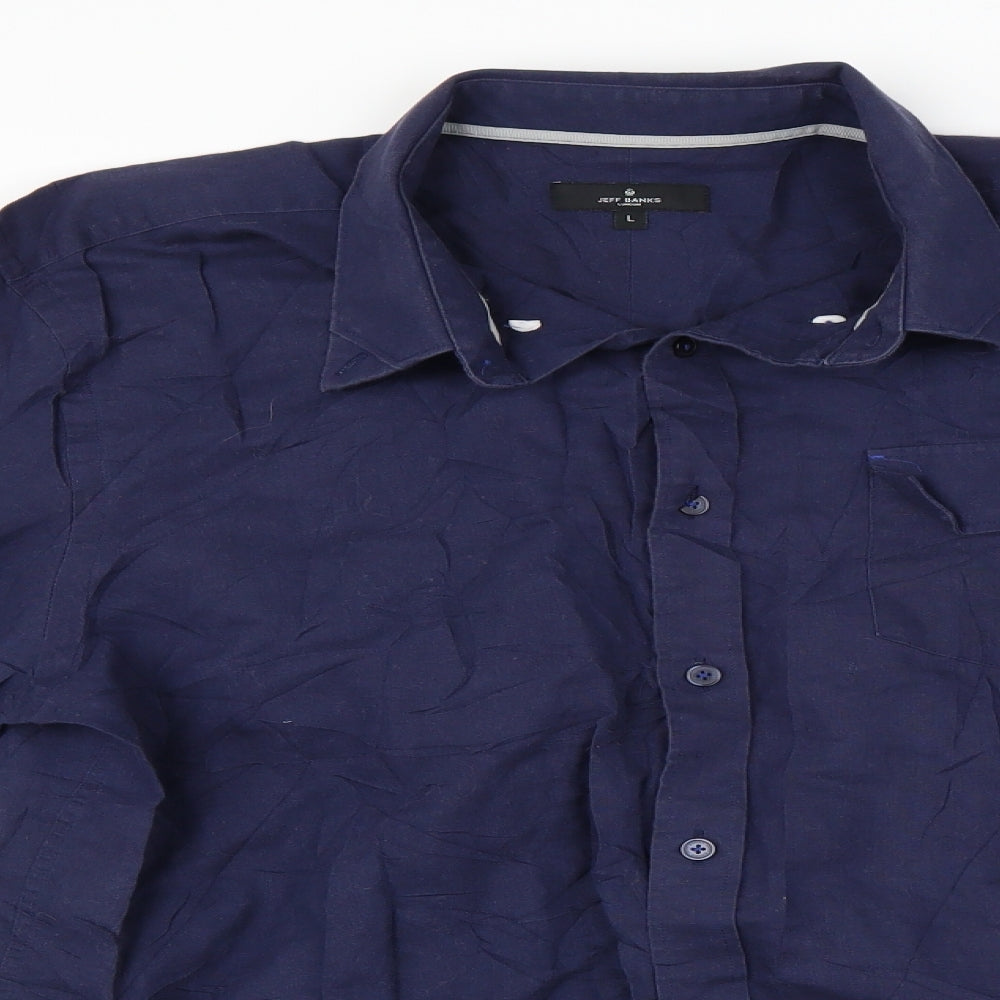 Jeff Banks Mens Blue    Dress Shirt Size L