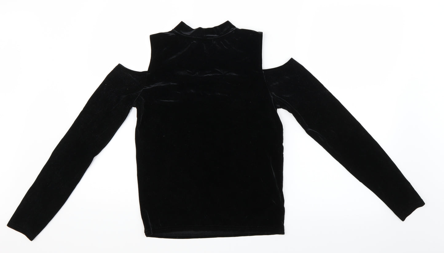 FOREVER 21 Womens Black  Velour Basic Blouse Size M