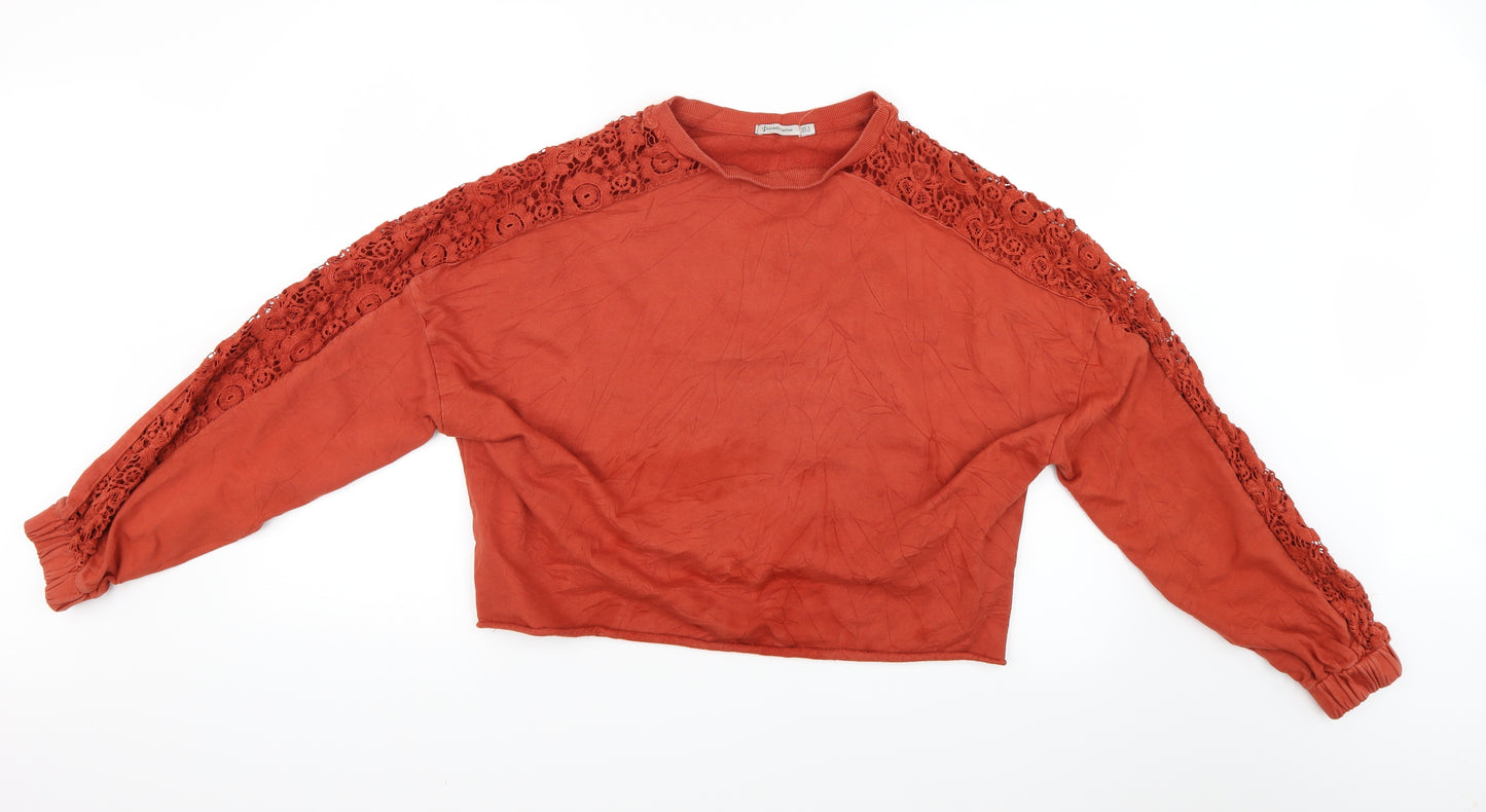Stradivarius Womens Orange   Cropped Blouse Size S