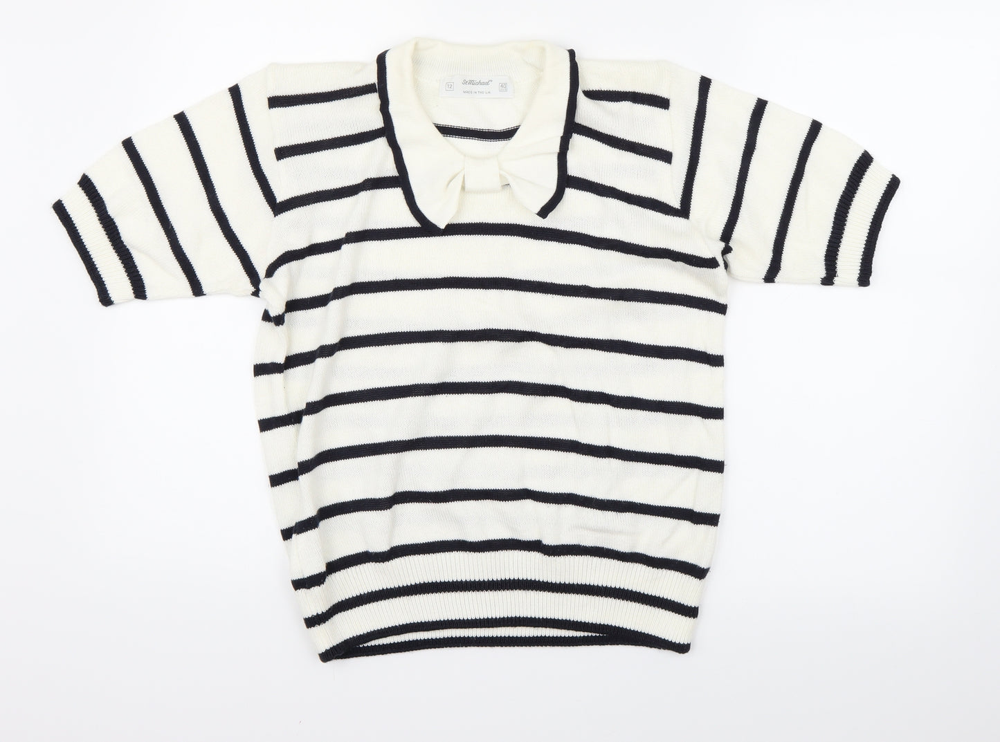 Marks and Spencer Womens White Striped  Basic Blouse Size 12