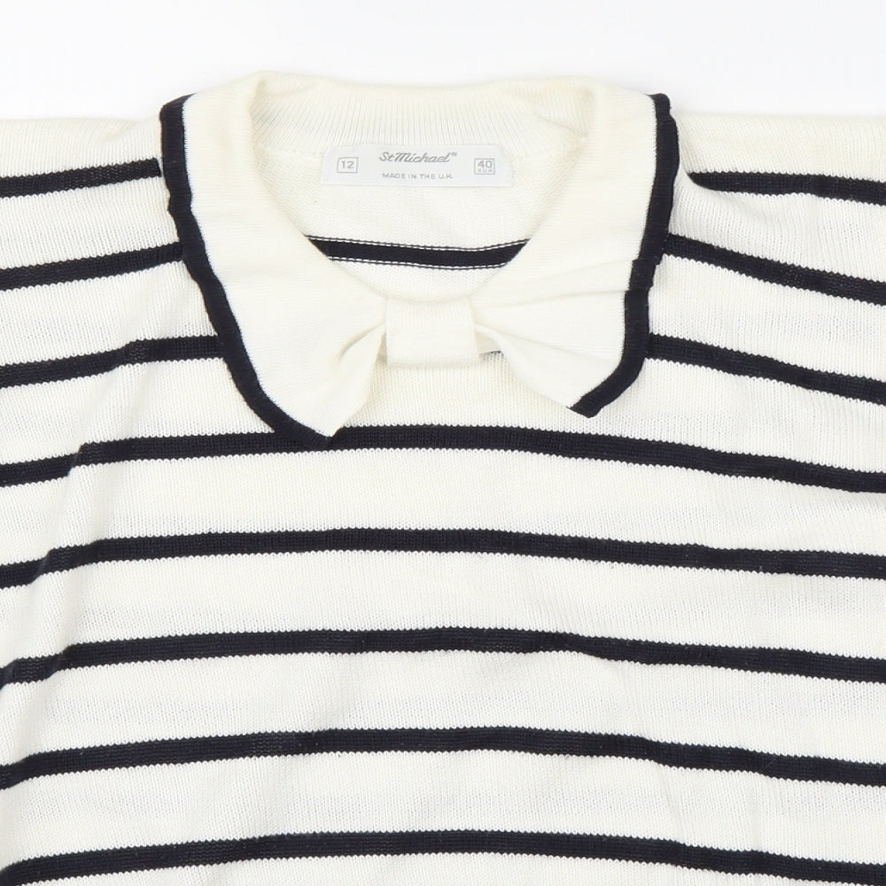 Marks and Spencer Womens White Striped  Basic Blouse Size 12