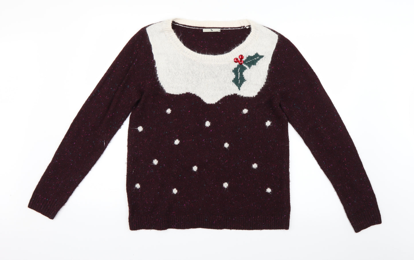 TU Womens Purple   Pullover Jumper Size 14  - Christmas