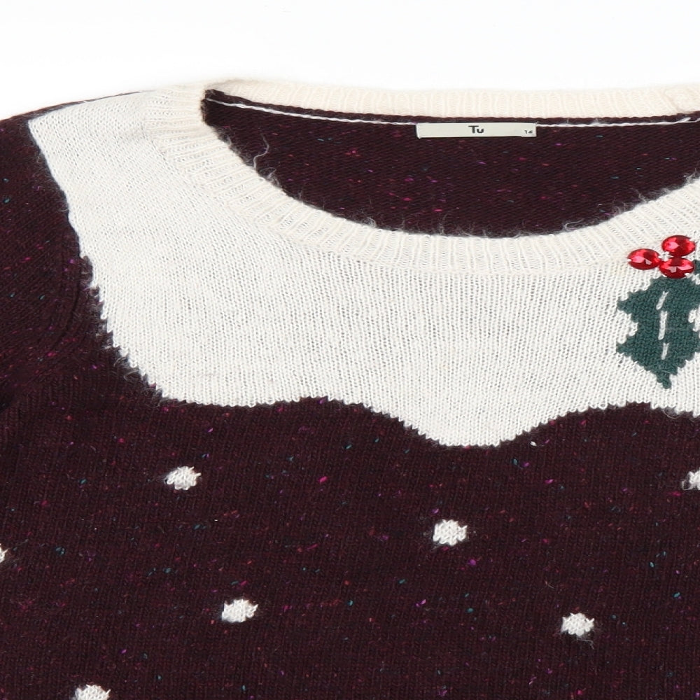 TU Womens Purple   Pullover Jumper Size 14  - Christmas