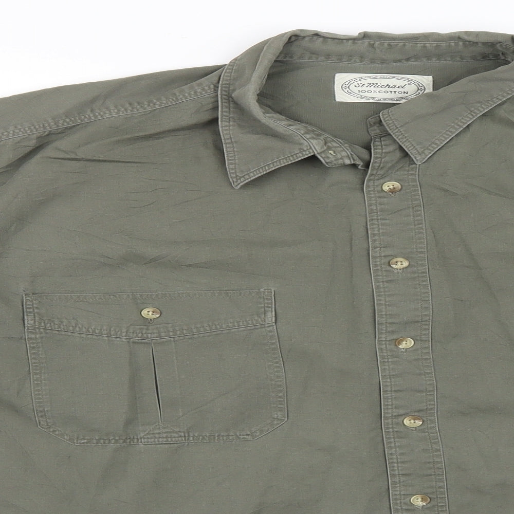 Marks and Spencer Mens Green    Button-Up Size XL
