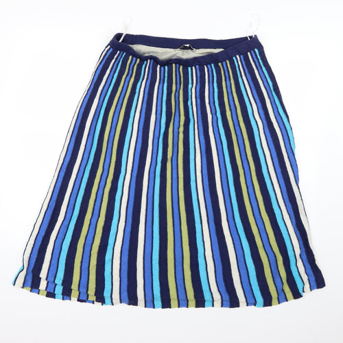 east lifestyle Womens Blue Striped  Pleated Skirt Size L