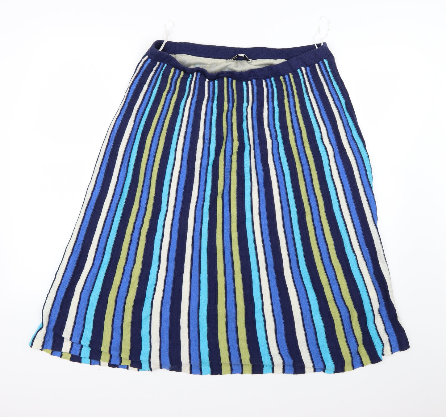 east lifestyle Womens Blue Striped  Pleated Skirt Size L