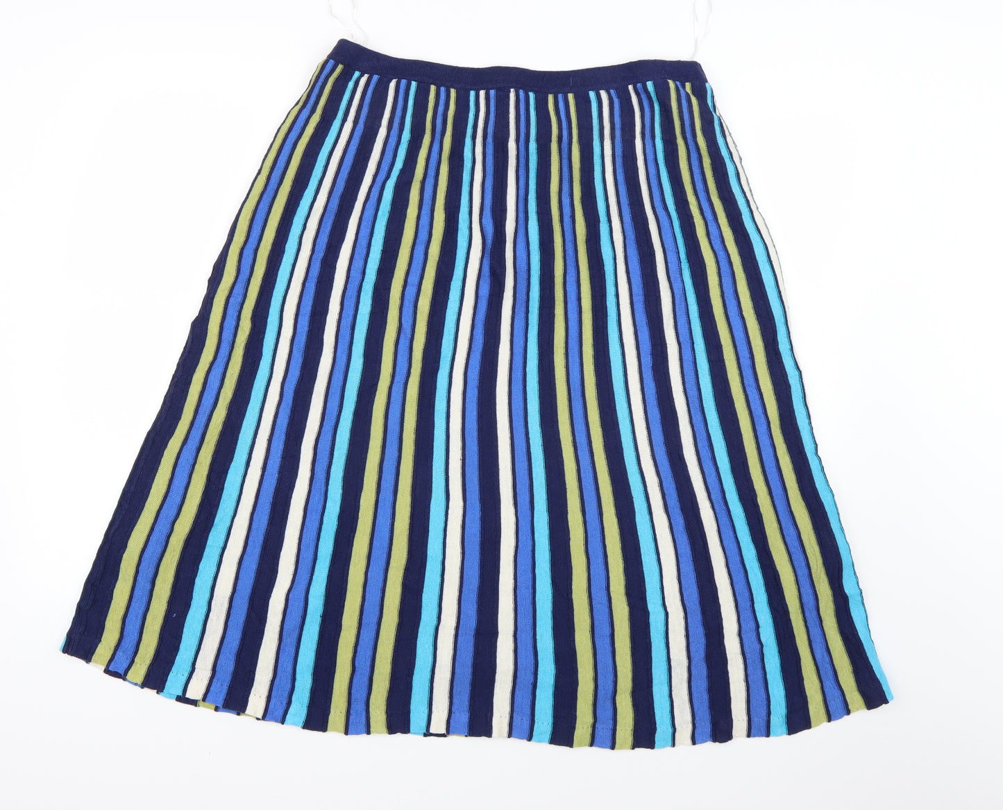 east lifestyle Womens Blue Striped  Pleated Skirt Size L