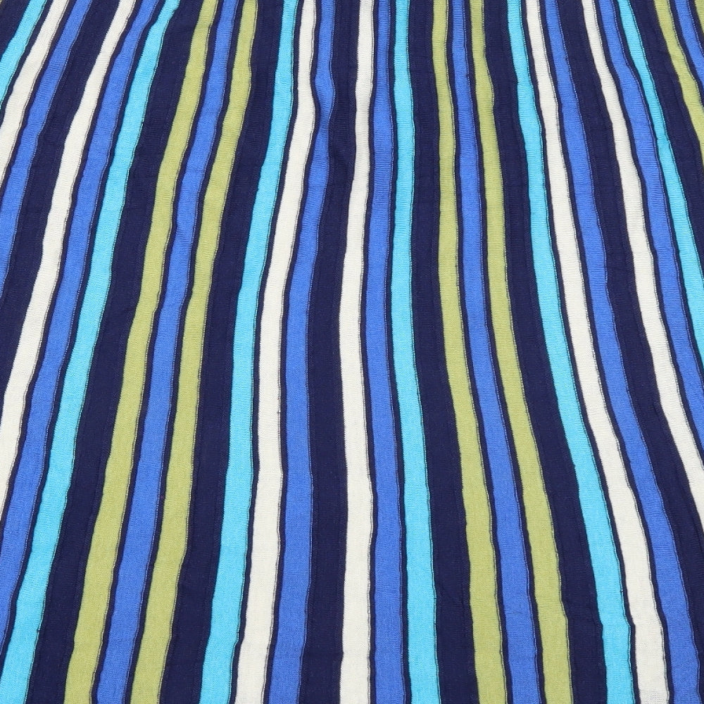 east lifestyle Womens Blue Striped  Pleated Skirt Size L