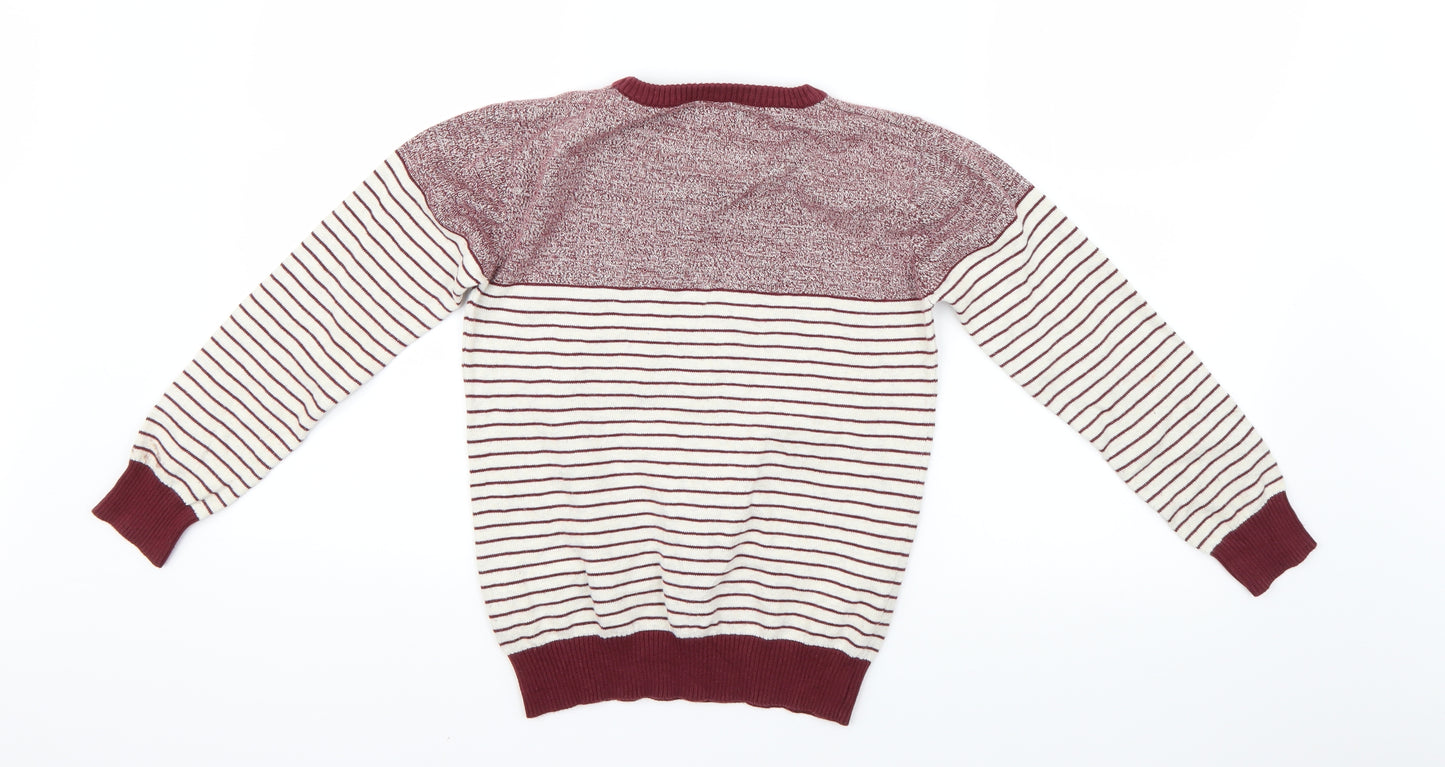Primark Boys Red Striped  Pullover Jumper Size 7-8 Years