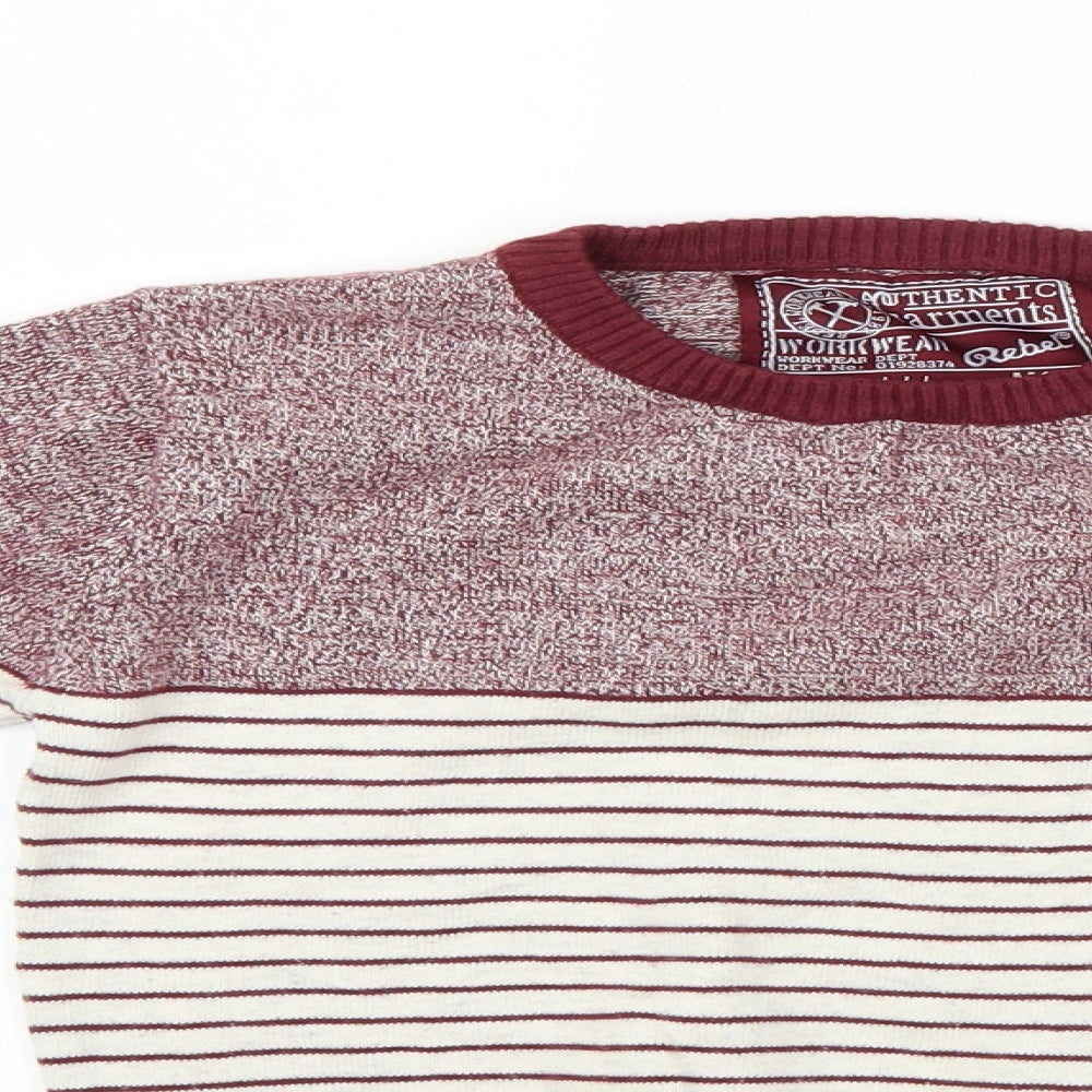 Primark Boys Red Striped  Pullover Jumper Size 7-8 Years
