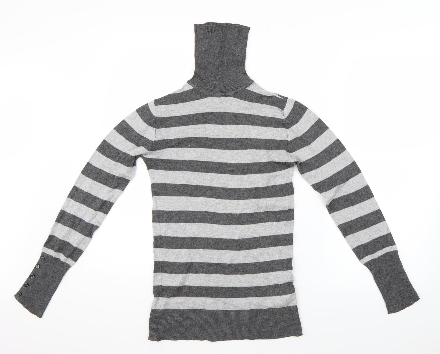 Primark Womens Grey Striped  Basic Blouse Size 10