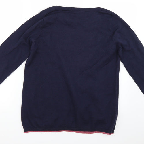 Isle Womens Blue Floral  Pullover Jumper Size M