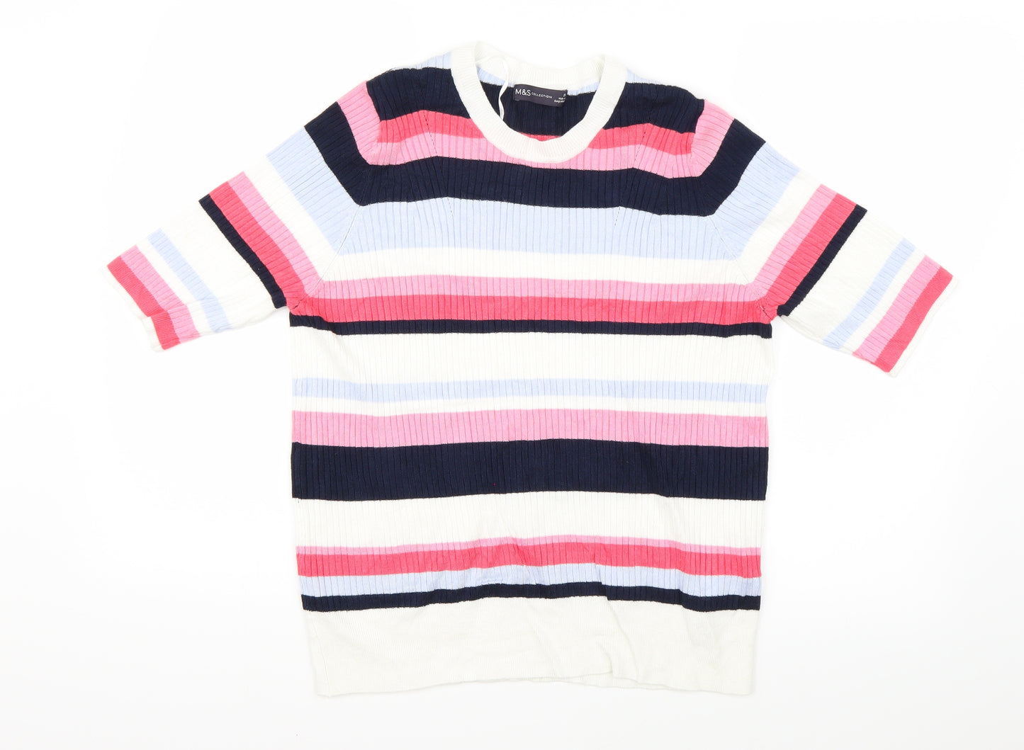 Marks and Spencer Womens Multicoloured Striped  Basic T-Shirt Size 20