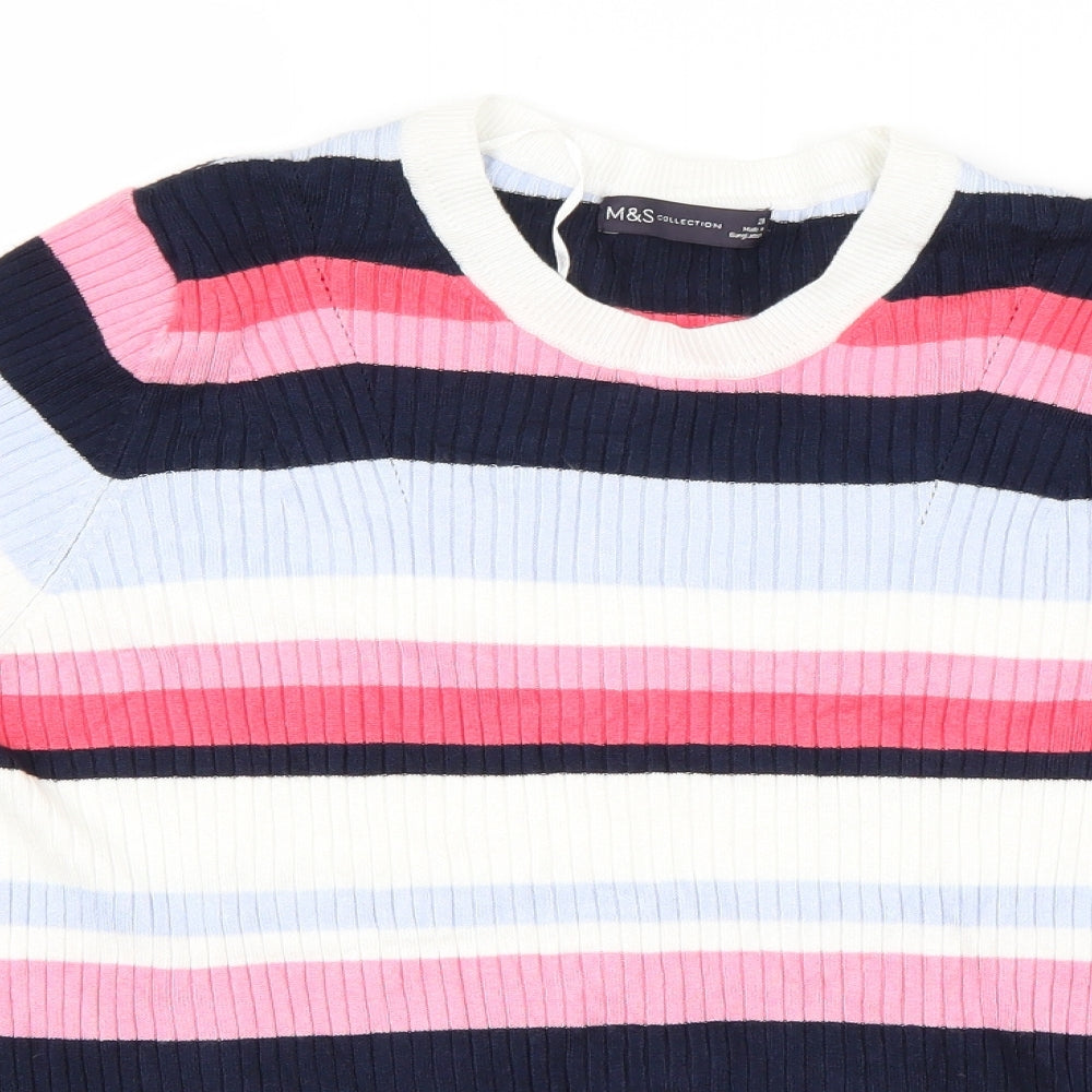 Marks and Spencer Womens Multicoloured Striped  Basic T-Shirt Size 20