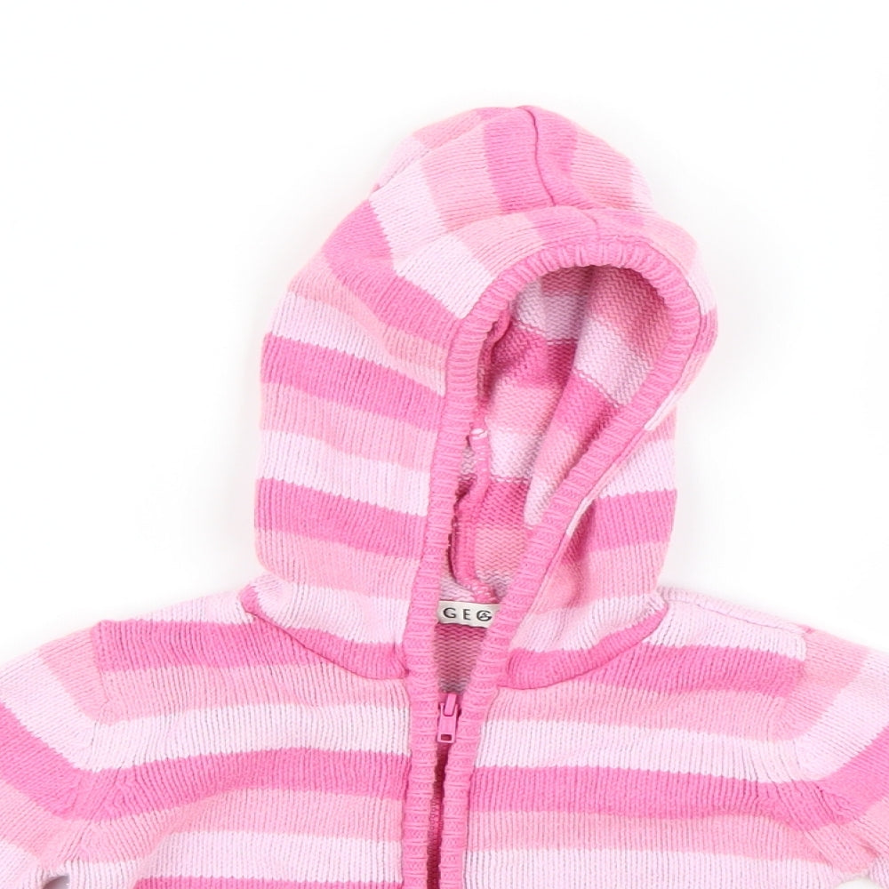 George Baby Pink Striped  Cardigan Jumper Size 12-18 Months