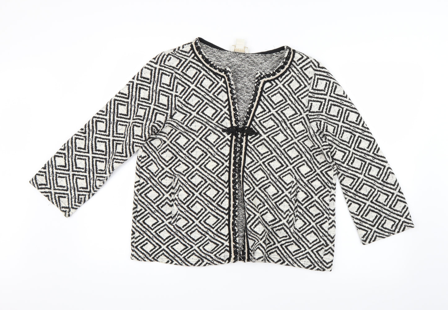 Monsoon Womens Black Geometric  Cardigan Jumper Size 16