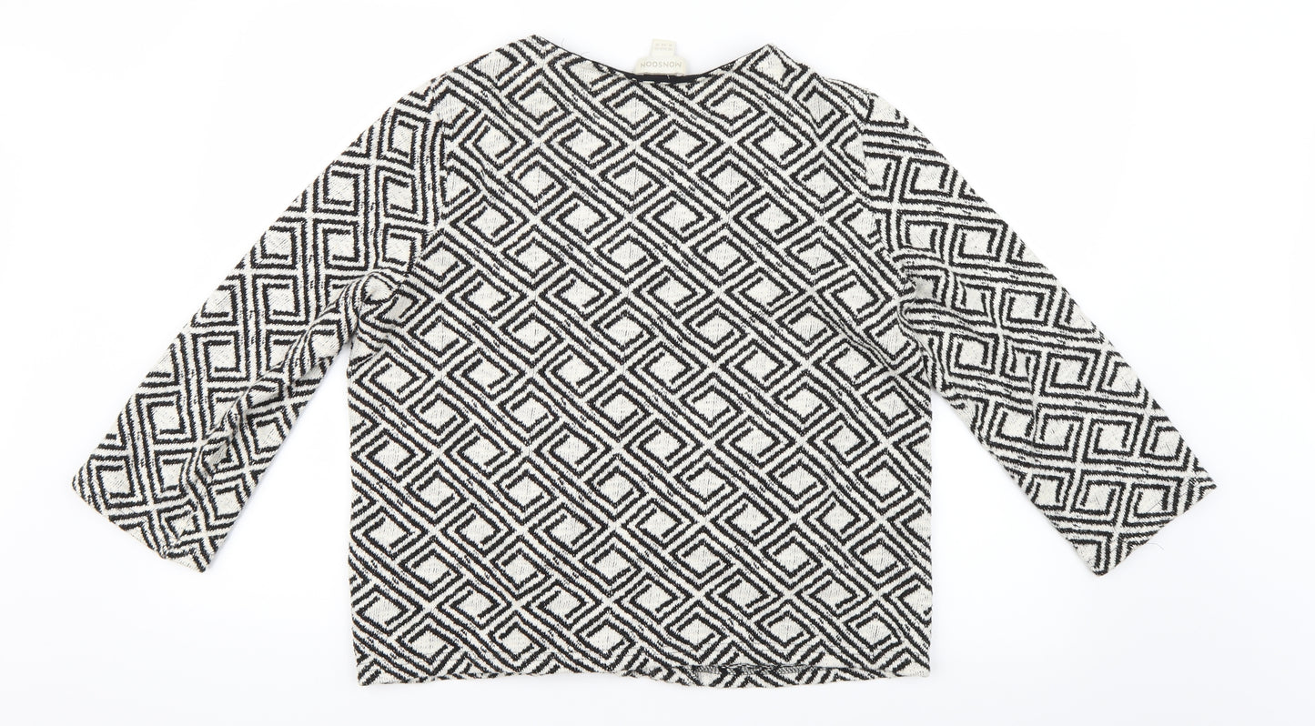 Monsoon Womens Black Geometric  Cardigan Jumper Size 16