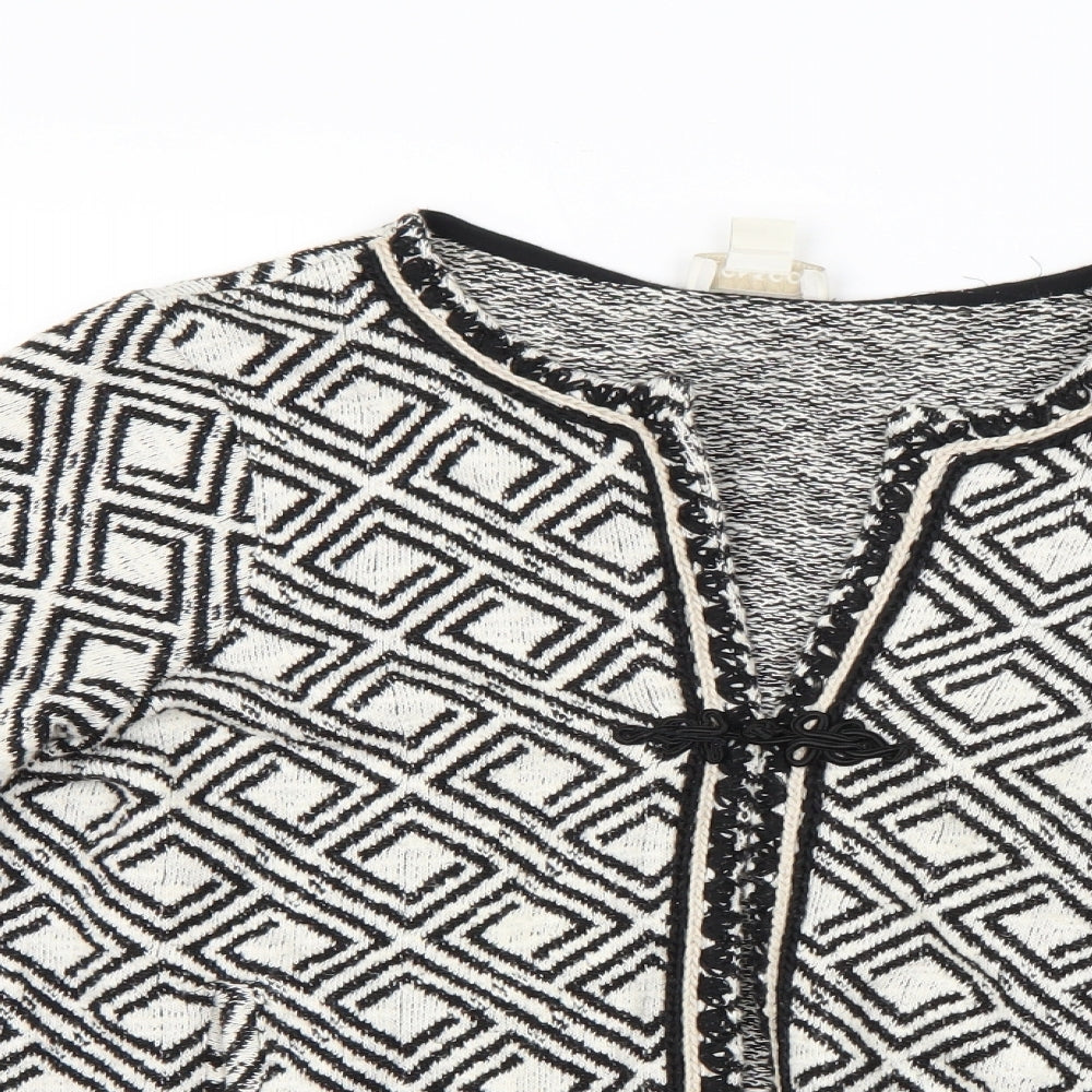 Monsoon Womens Black Geometric  Cardigan Jumper Size 16