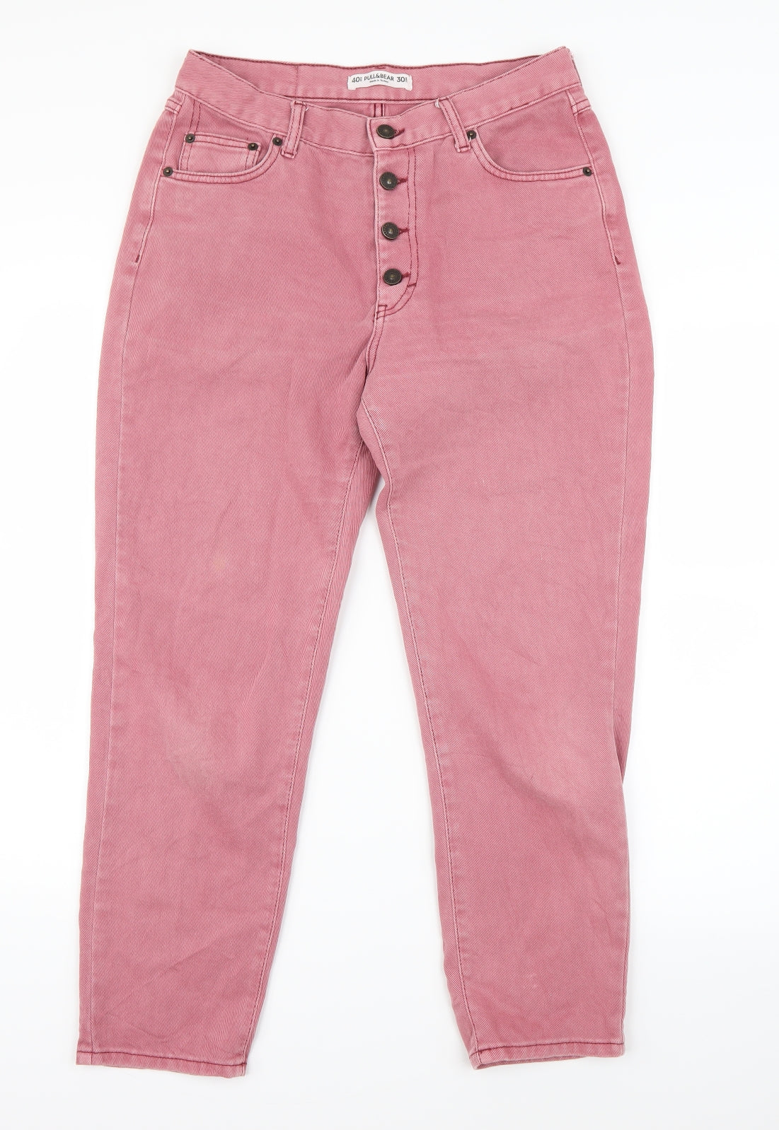 Pull&Bear Womens Pink  Denim Straight Jeans Size 12 L25 in