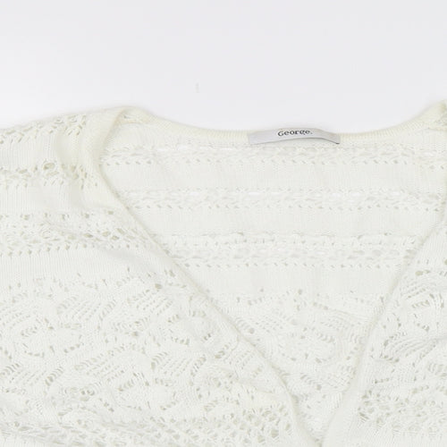 George Womens White  Knit Wrap Jumper Size 14