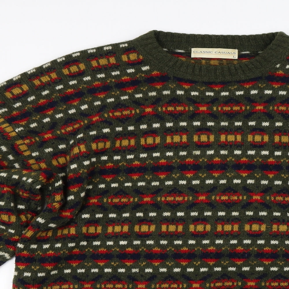 Classic casuals Mens Green  Knit Pullover Jumper Size L