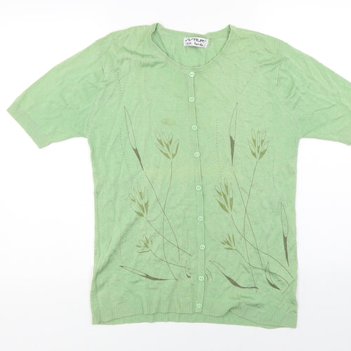 Vter Womens Green Floral  Basic Button-Up Size XL