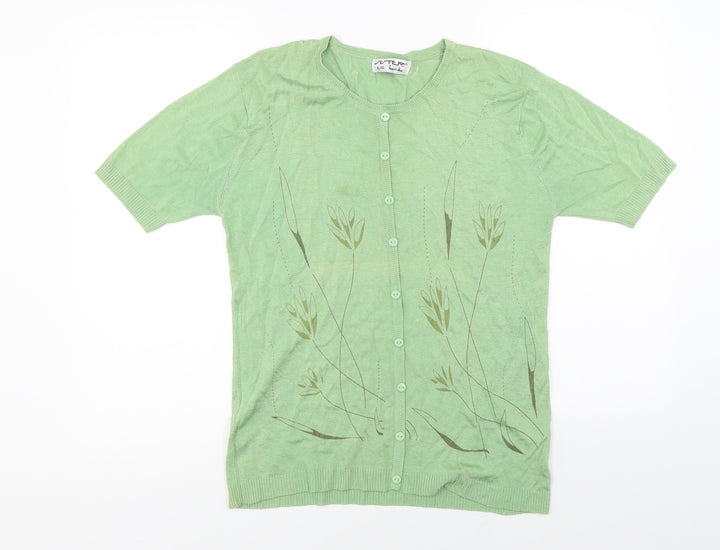 Vter Womens Green Floral  Basic Button-Up Size XL