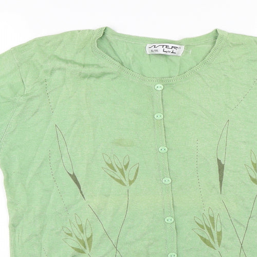 Vter Womens Green Floral  Basic Button-Up Size XL