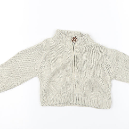 Marks and Spencer Boys Beige   Full Zip Jumper Size 0-3 Months