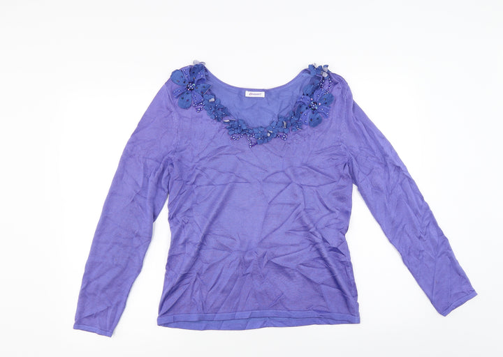 Damart Womens Purple Knit Pullover Jumper Size 14