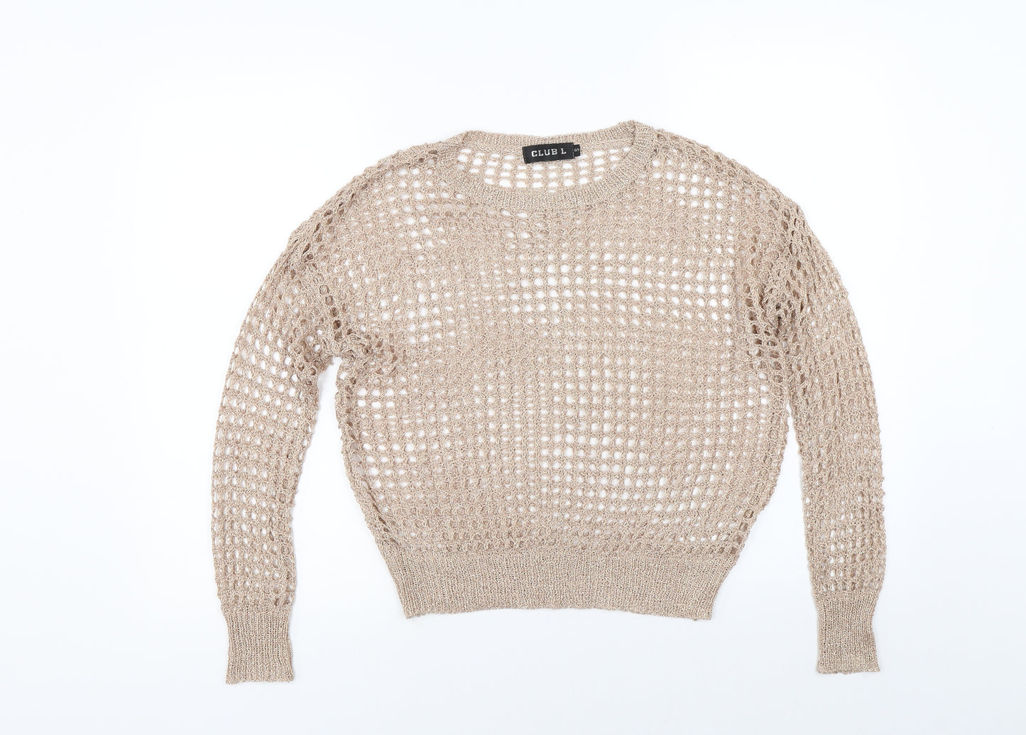 Club L Womens Gold   Pullover Jumper Size S