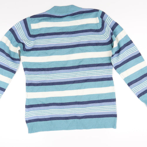 Isle Womens Green Striped  Pullover Jumper Size S