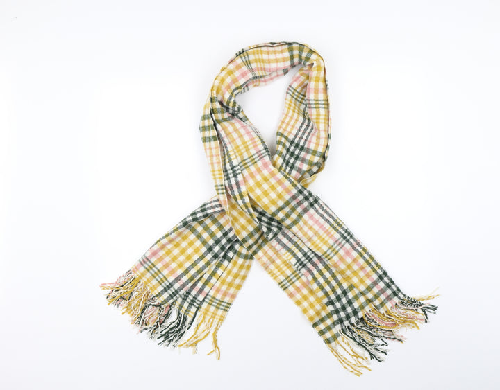 Preworn Womens Yellow Check   Scarf