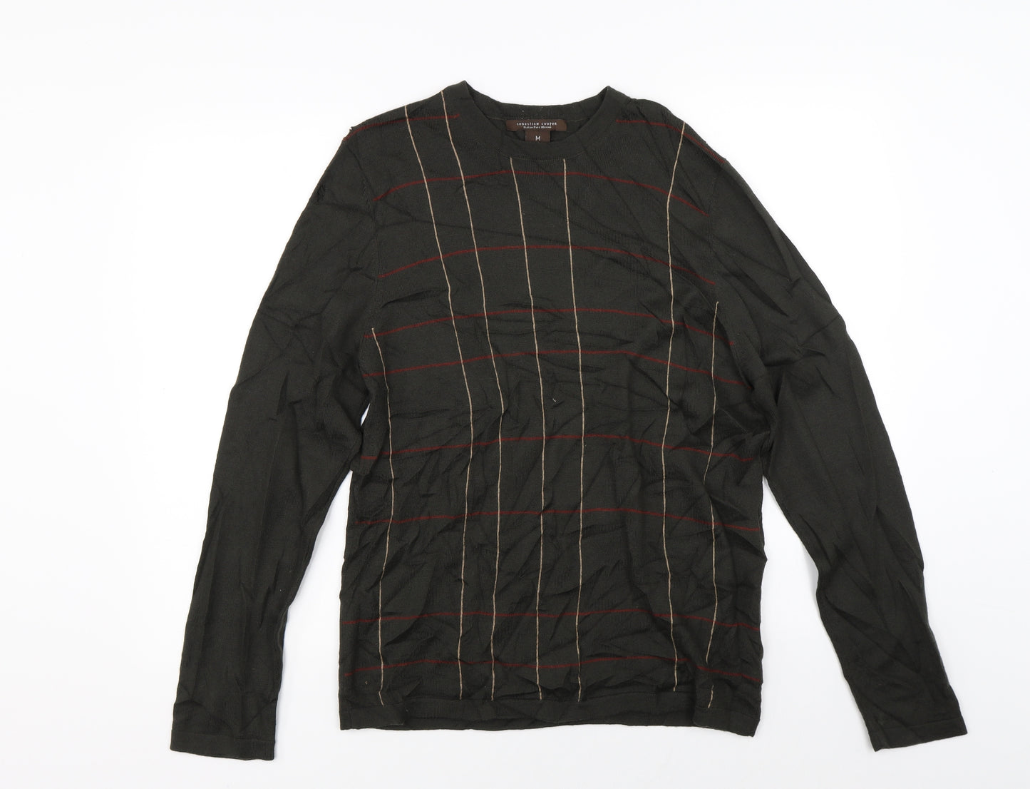 Sebastian Cooper Mens Green Check Knit Pullover Jumper Size M  - Italian Wool