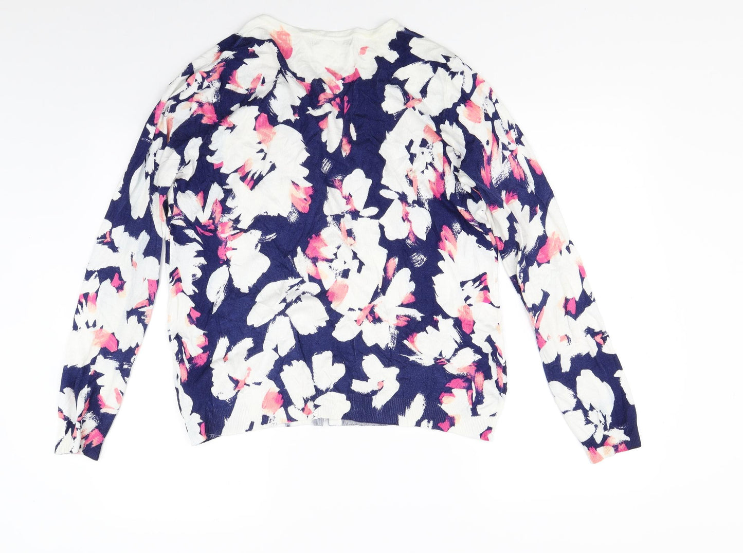 Marks and Spencer Womens White Floral Knit Cardigan Jumper Size 14