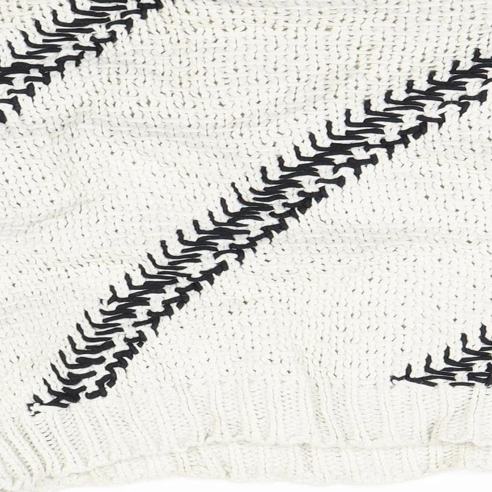 Mango Womens White Striped Knit Pullover Jumper Size S