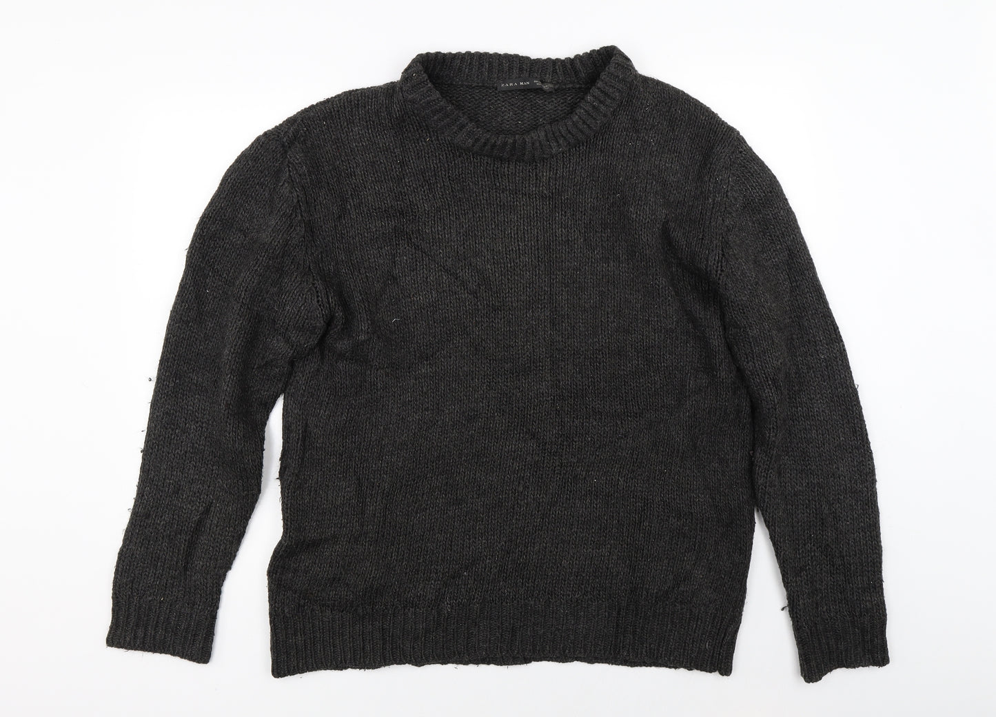 Zara Mens Grey  Knit Pullover Jumper Size XL