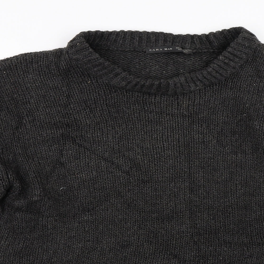 Zara Mens Grey  Knit Pullover Jumper Size XL