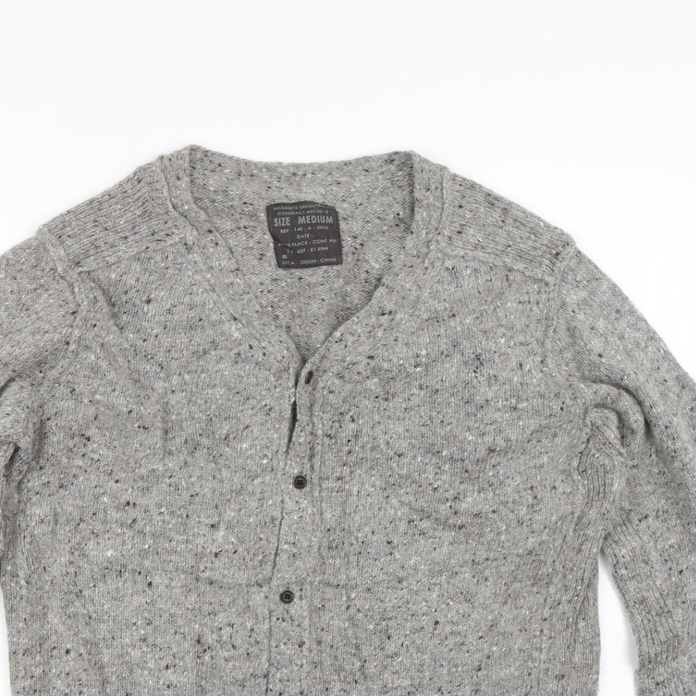 AllSaints Mens Grey  Knit Cardigan Jumper Size M