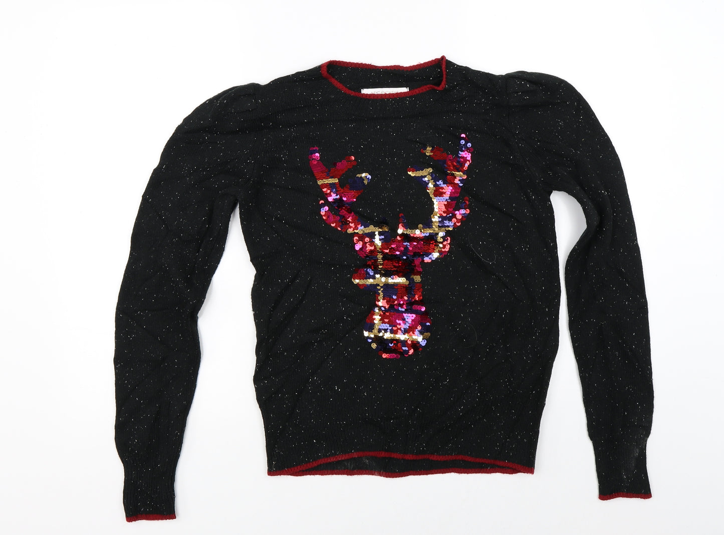 NEXT Womens Black  Knit Pullover Jumper Size 6  - Christmas jumper