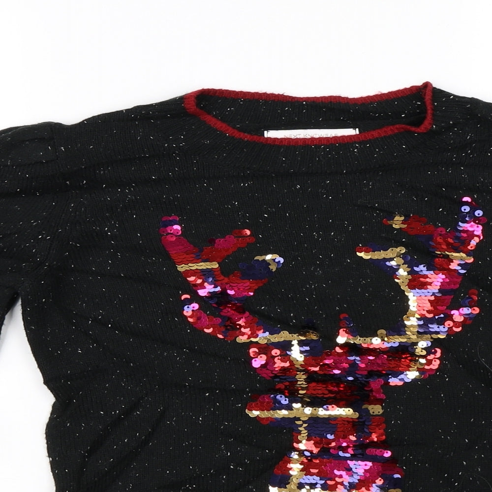 NEXT Womens Black  Knit Pullover Jumper Size 6  - Christmas jumper