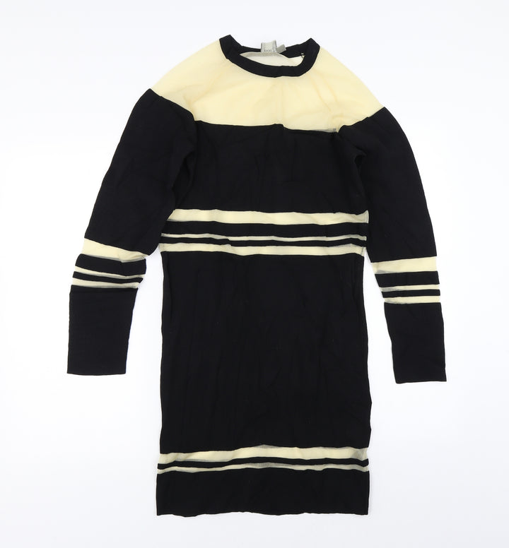 ASOS Womens Black Striped  Pencil Dress  Size 10
