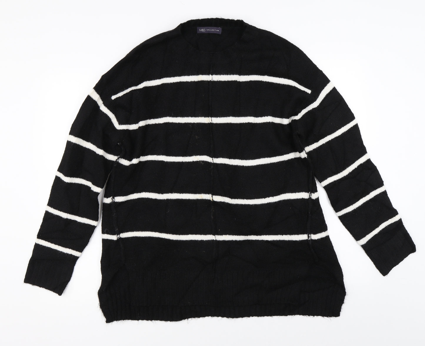 Marks and Spencer Womens Black Striped Knit Pullover Jumper Size M