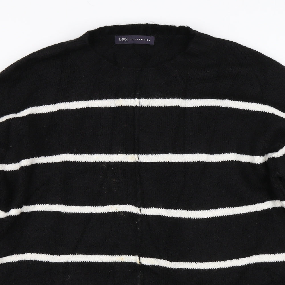 Marks and Spencer Womens Black Striped Knit Pullover Jumper Size M